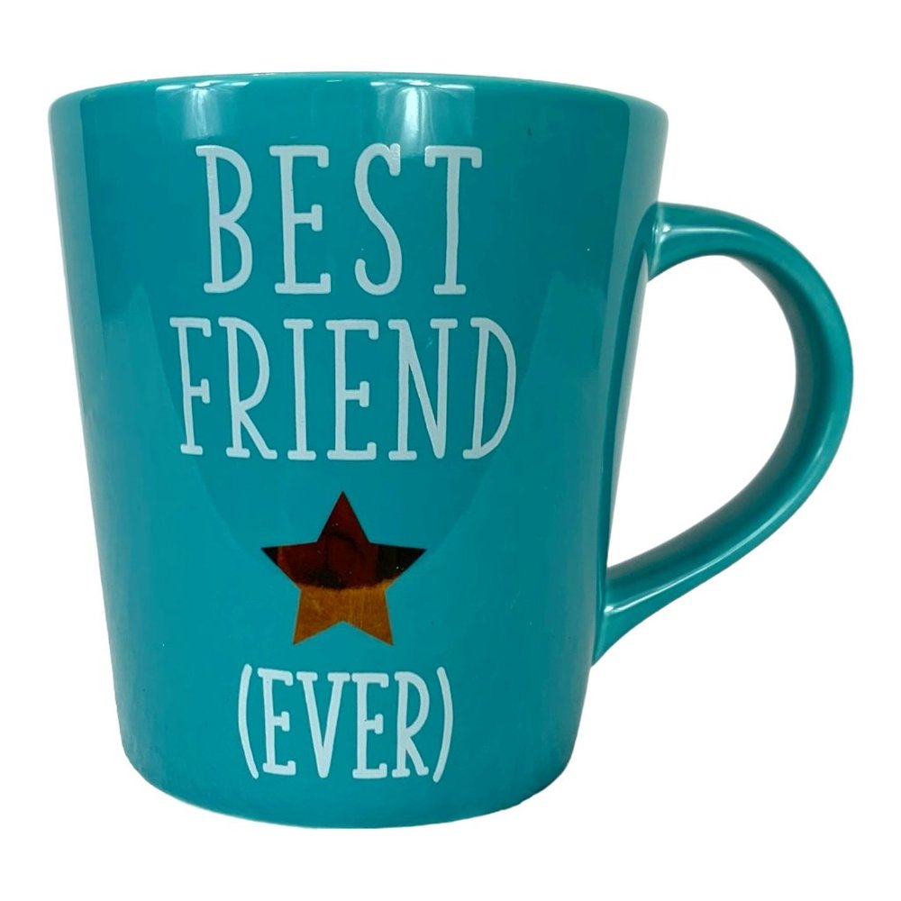 Indigo Best Friend Ever Ceramic Stoneware Mug Teal 16 oz Coffee Hot Tea Cocoa BF